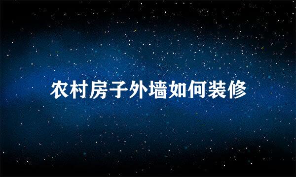 农村房子外墙如何装修