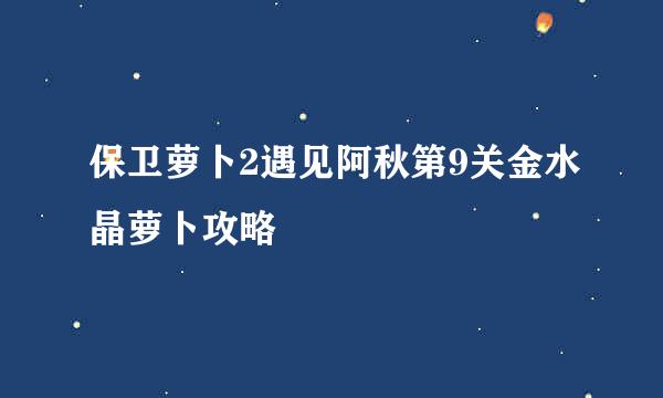保卫萝卜2遇见阿秋第9关金水晶萝卜攻略