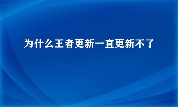 为什么王者更新一直更新不了