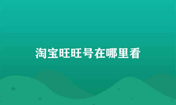 淘宝旺旺号在哪里看