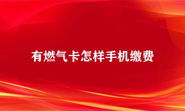 有燃气卡怎样手机缴费