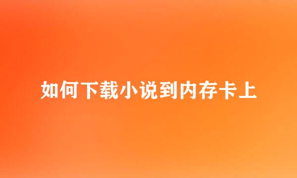 如何下载小说到内存卡上