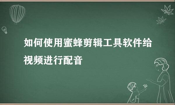 如何使用蜜蜂剪辑工具软件给视频进行配音
