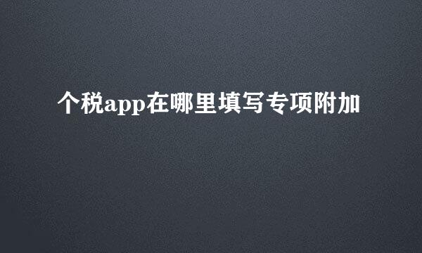 个税app在哪里填写专项附加