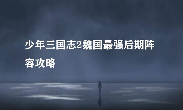 少年三国志2魏国最强后期阵容攻略