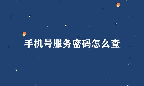 手机号服务密码怎么查