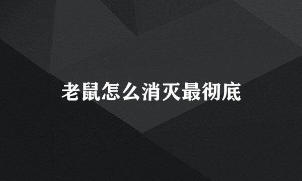 老鼠怎么消灭最彻底