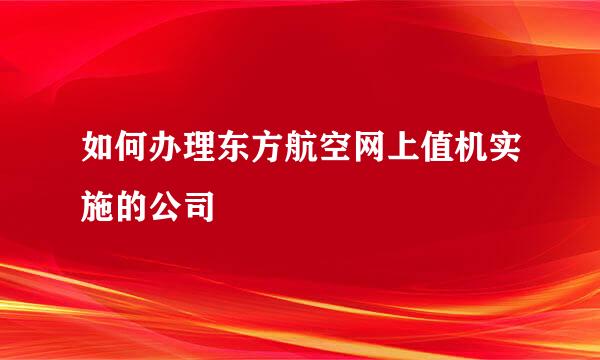 如何办理东方航空网上值机实施的公司