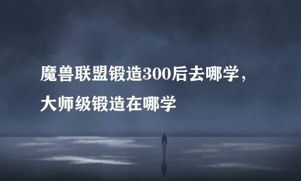 魔兽联盟锻造300后去哪学，大师级锻造在哪学