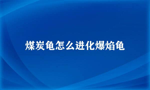 煤炭龟怎么进化爆焰龟