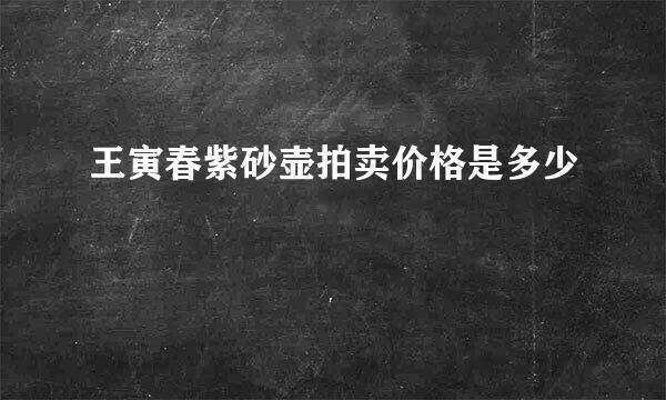 王寅春紫砂壶拍卖价格是多少