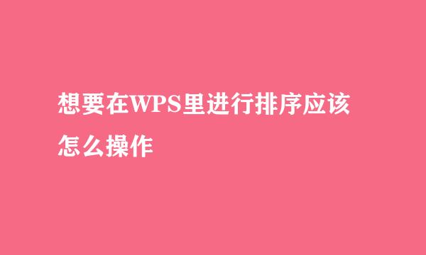 想要在WPS里进行排序应该怎么操作