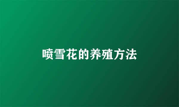 喷雪花的养殖方法
