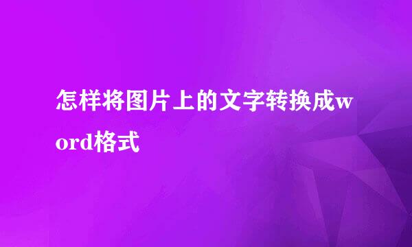 怎样将图片上的文字转换成word格式