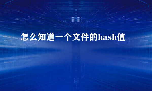 怎么知道一个文件的hash值