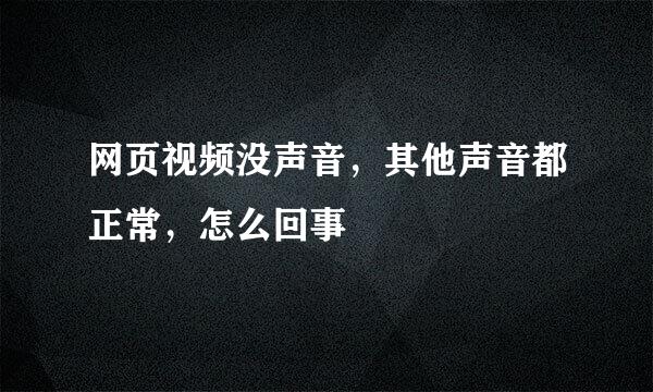 网页视频没声音，其他声音都正常，怎么回事