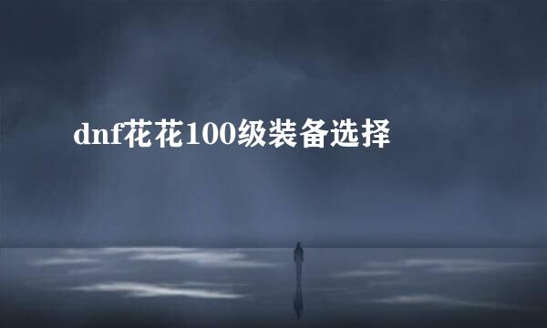 dnf花花100级装备选择