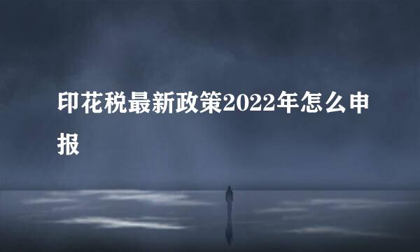 印花税最新政策2022年怎么申报