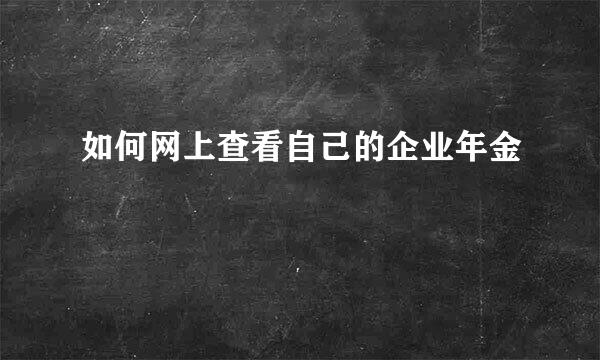 如何网上查看自己的企业年金