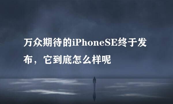 万众期待的iPhoneSE终于发布，它到底怎么样呢