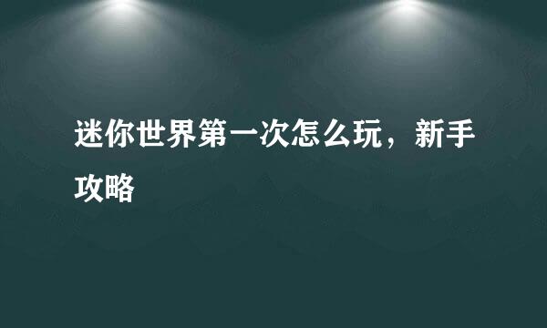 迷你世界第一次怎么玩，新手攻略