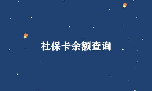 社保卡余额查询