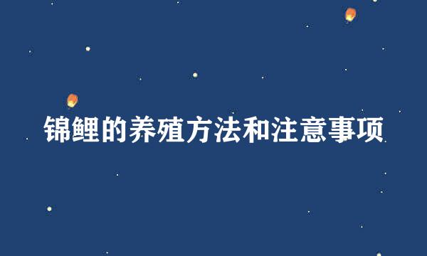 锦鲤的养殖方法和注意事项