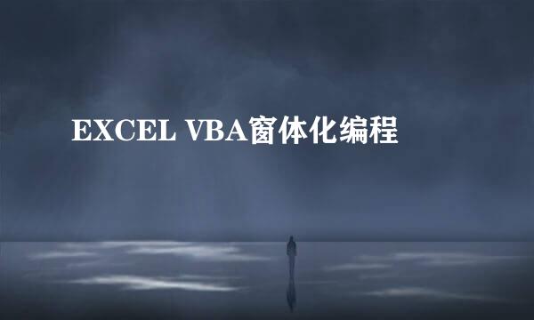 EXCEL VBA窗体化编程