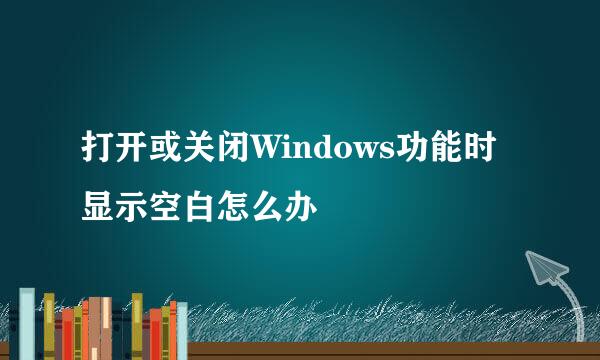 打开或关闭Windows功能时显示空白怎么办