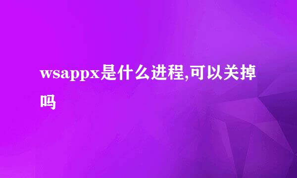 wsappx是什么进程,可以关掉吗