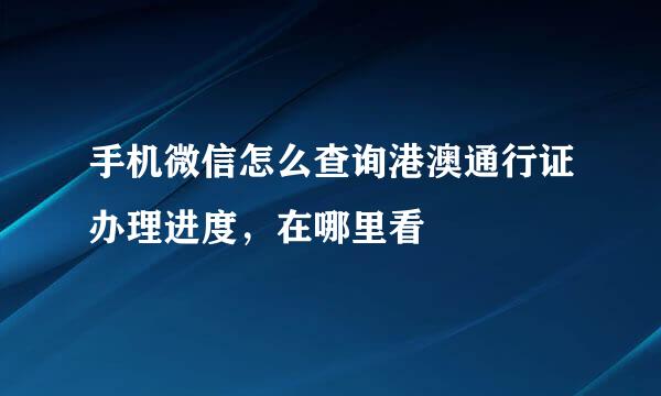 手机微信怎么查询港澳通行证办理进度，在哪里看