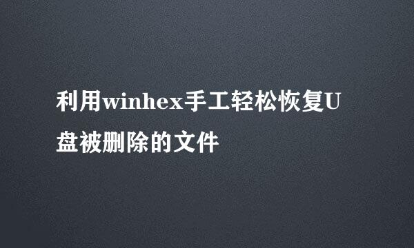 利用winhex手工轻松恢复U盘被删除的文件