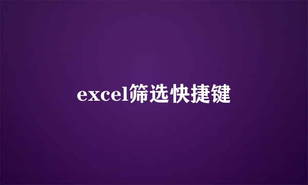 excel筛选快捷键
