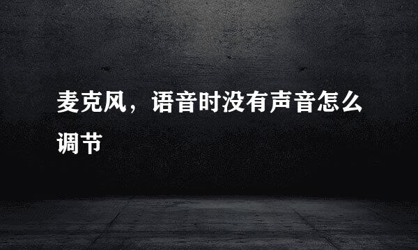 麦克风，语音时没有声音怎么调节