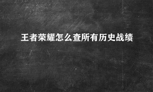 王者荣耀怎么查所有历史战绩