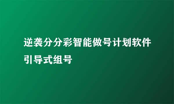 逆袭分分彩智能做号计划软件引导式组号