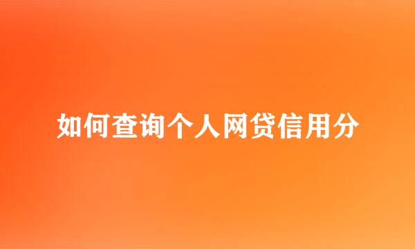 如何查询个人网贷信用分