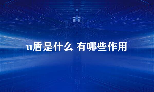 u盾是什么 有哪些作用