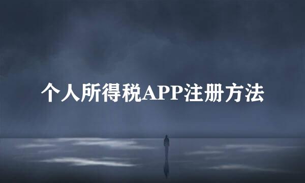 个人所得税APP注册方法