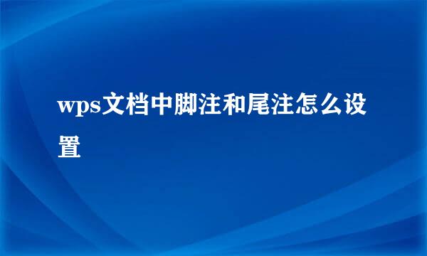 wps文档中脚注和尾注怎么设置