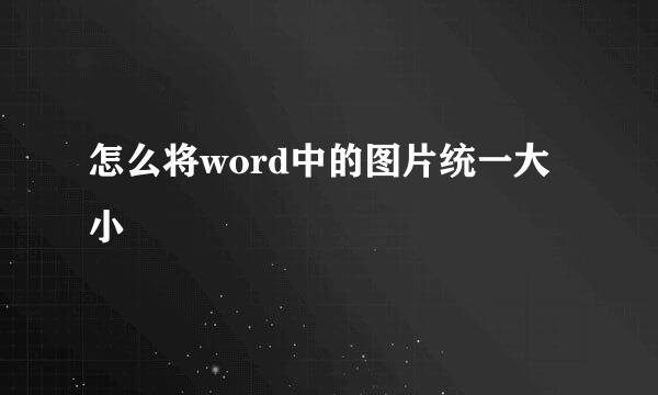 怎么将word中的图片统一大小