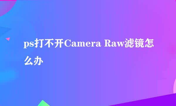 ps打不开Camera Raw滤镜怎么办