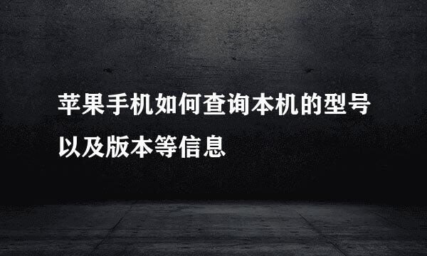 苹果手机如何查询本机的型号以及版本等信息