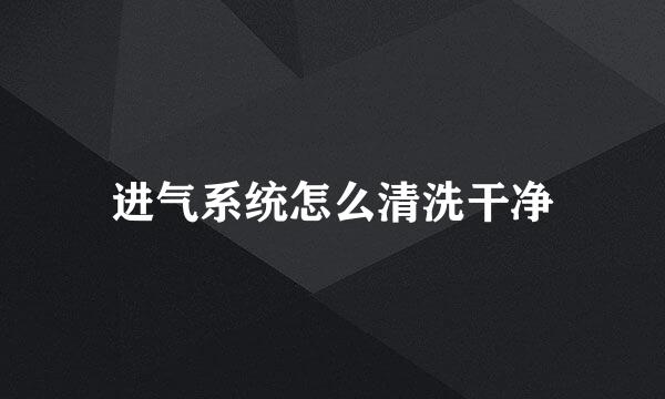 进气系统怎么清洗干净