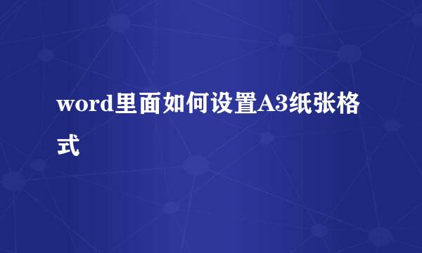 word里面如何设置A3纸张格式
