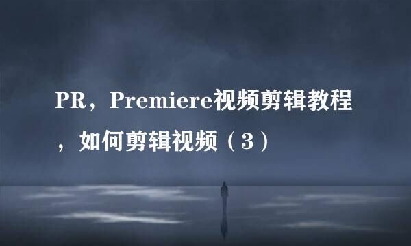 PR，Premiere视频剪辑教程，如何剪辑视频（3）
