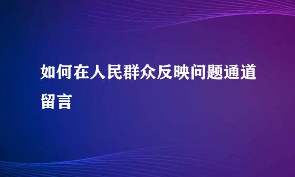 如何在人民群众反映问题通道留言