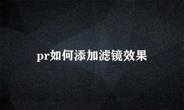 pr如何添加滤镜效果