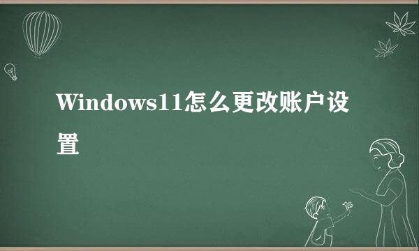 Windows11怎么更改账户设置