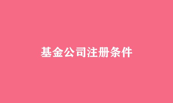 基金公司注册条件